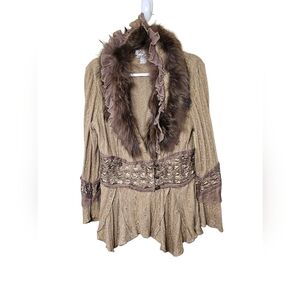 Aris A faux fur sweater with waist embellishments. (Magnolia Peal vibe) Small